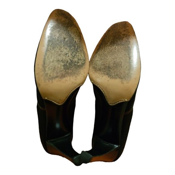 BALLY "Sitelle" Black Pinstriped Cloth Heels‎ - Size 37 1/2 - Picture 5 of 9